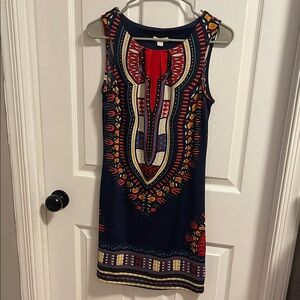Pinky Navy and Red Patterned Mini Dress